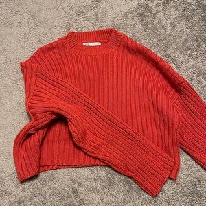 Cropped red Zara sweater